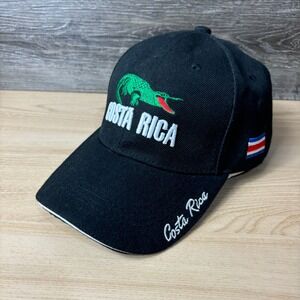 Costa Rica Hat Cap Strap Back Black Crocodile One Size Adjustable